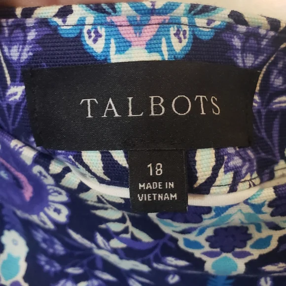 Talbots Cotton Canvas A Line Skirt Medallion & Floral Print W/Stretch Size 18 - Picture 2 of 6
